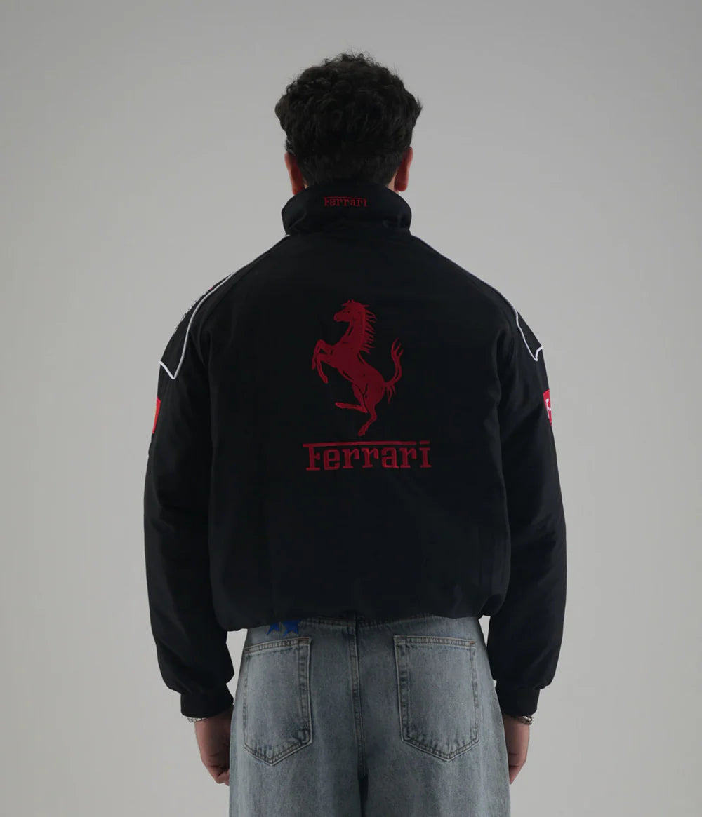 Ferrari F1 Vintage Racing Ceket - Siyah