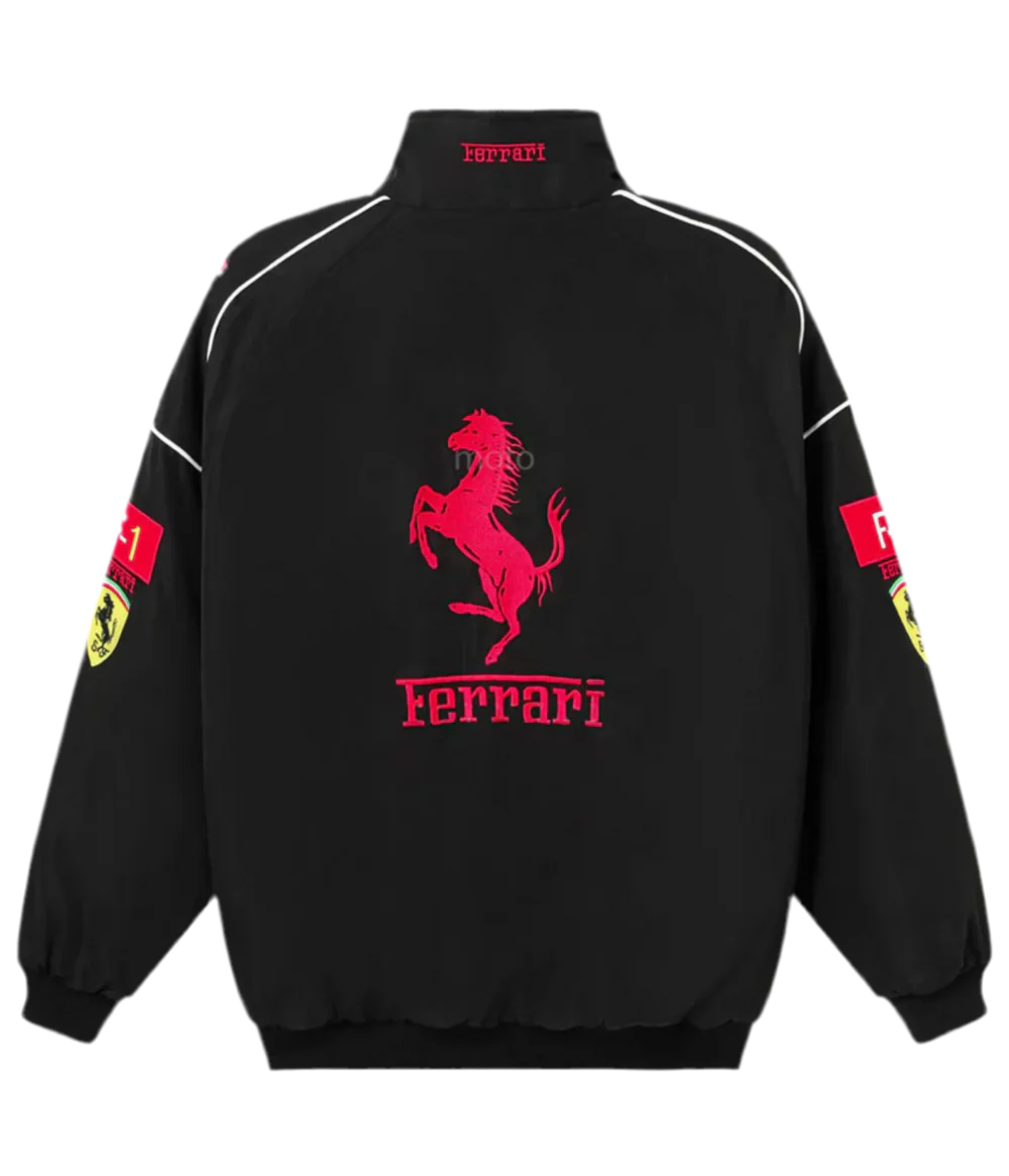 Ferrari F1 Vintage Racing Ceket - Siyah