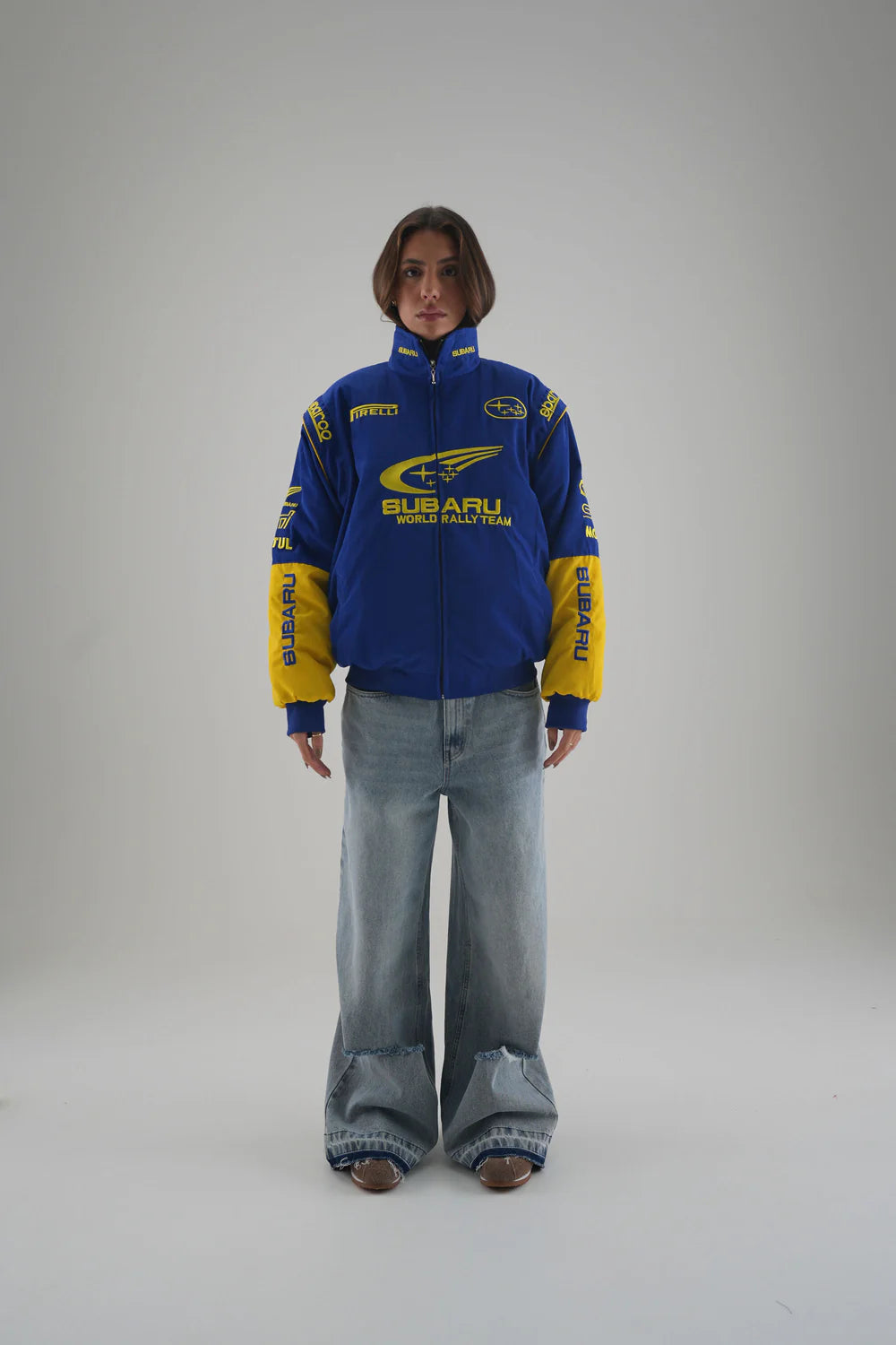 Subaru Rally Vintage Racing Ceket - Mavi