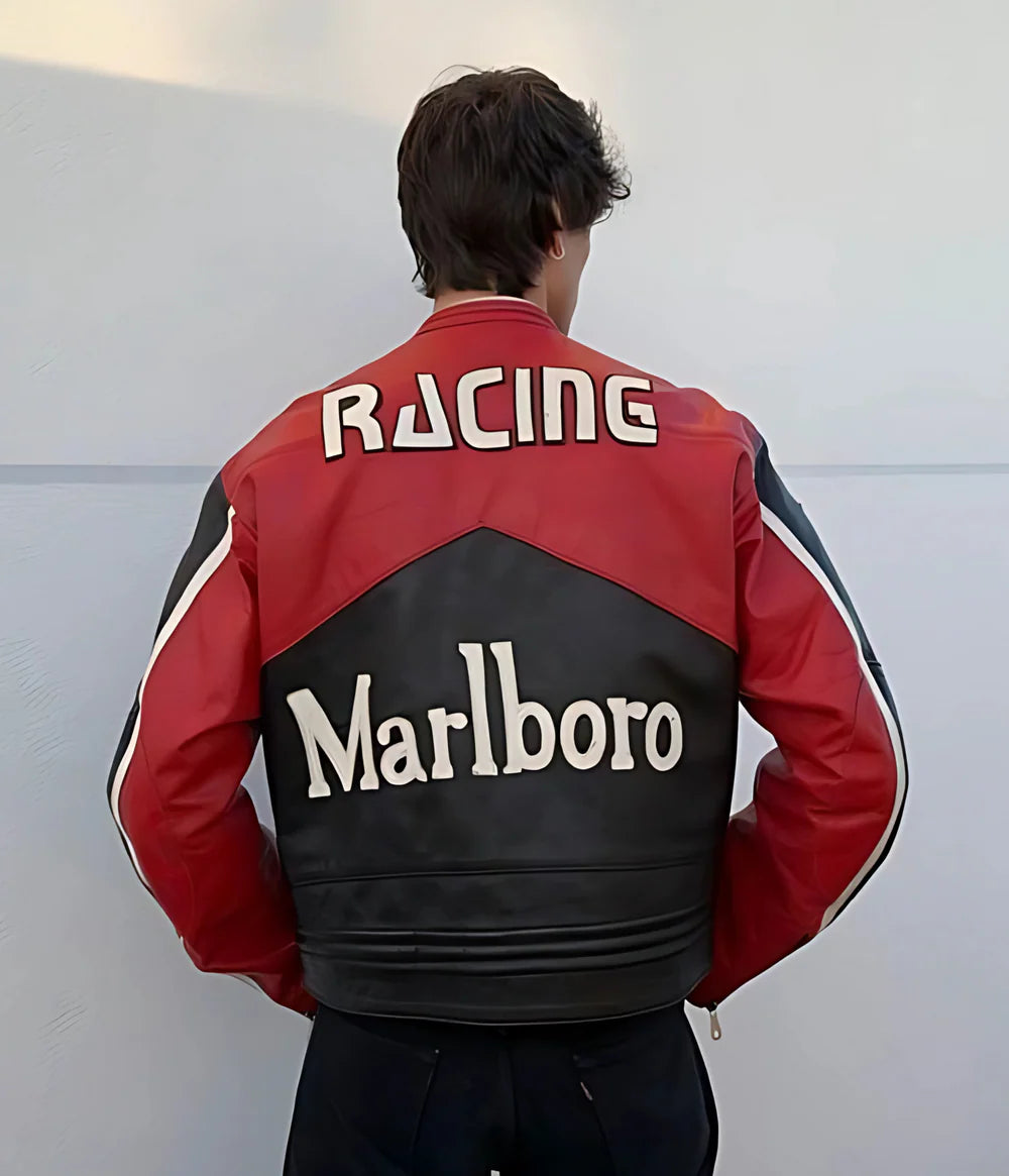 Marlboro Racing Deri Ceket - Siyah