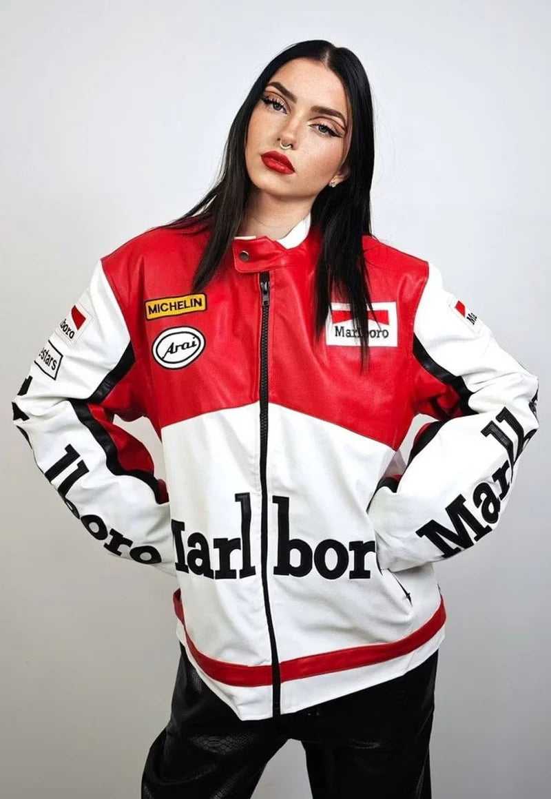 Marlboro Racing Deri Ceket - Klasik