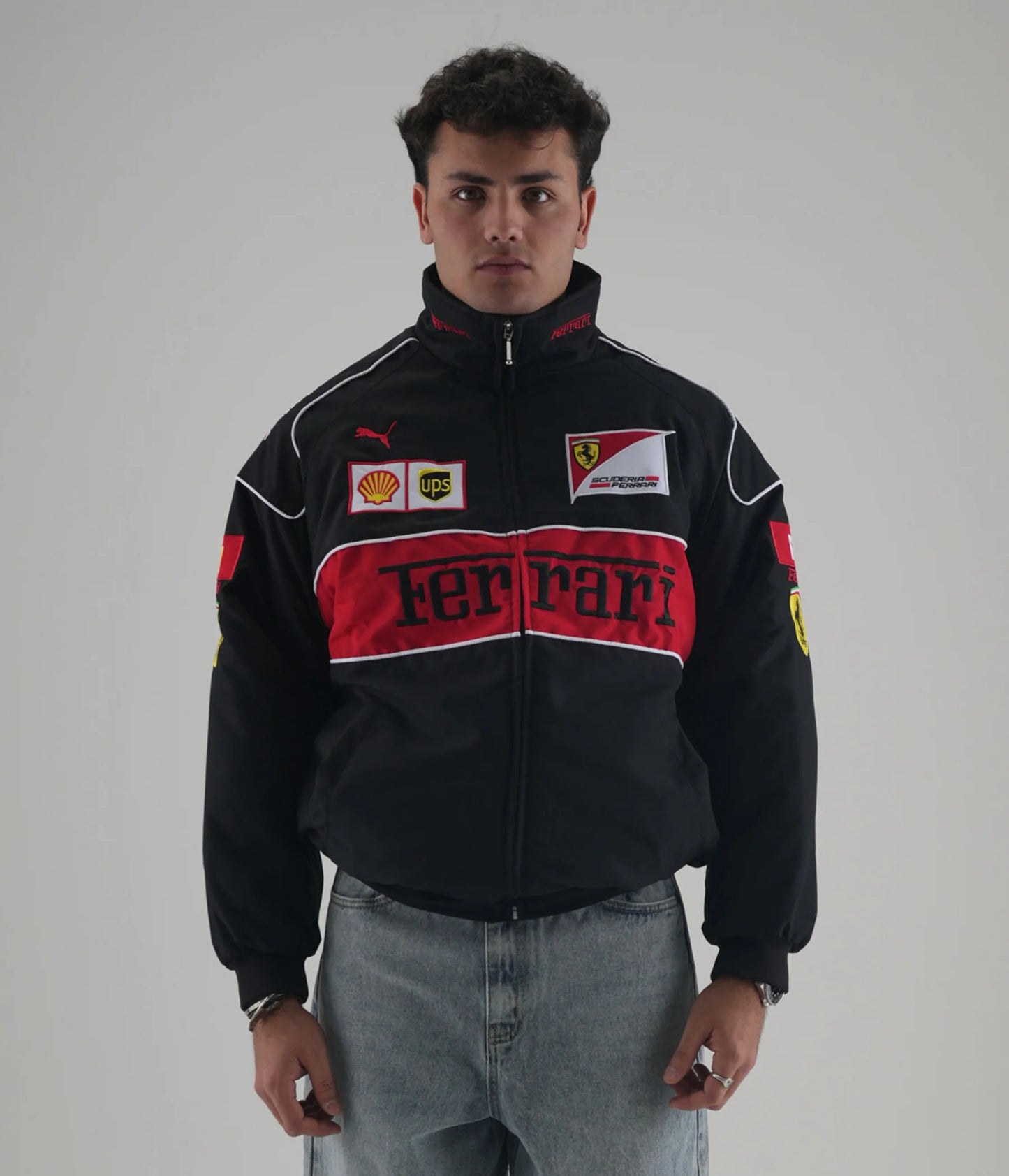 Ferrari F1 Vintage Racing Ceket - Siyah