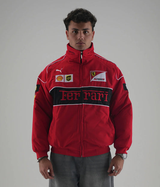 Ferrari F1 Vintage Racing Ceket - Kırmızı