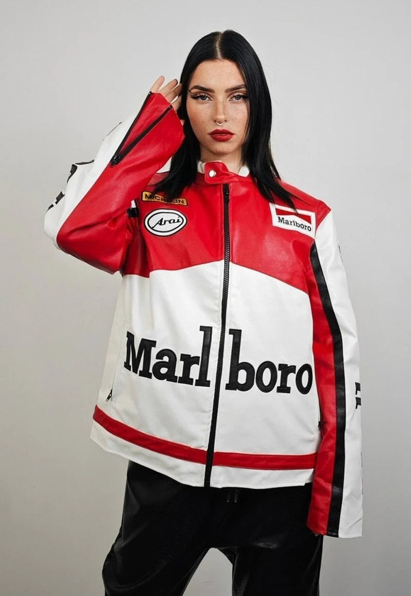 Marlboro Racing Deri Ceket - Klasik