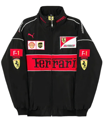 Ferrari F1 Vintage Racing Ceket - Siyah