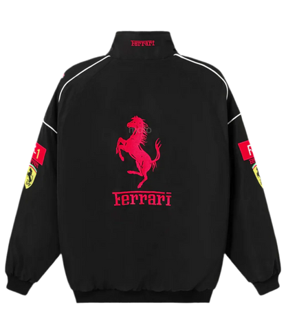 Ferrari F1 Vintage Racing Ceket - Siyah