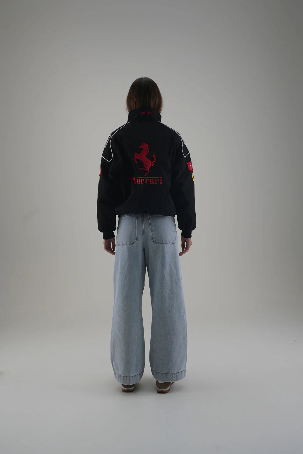 Ferrari F1 Vintage Racing Ceket - Siyah