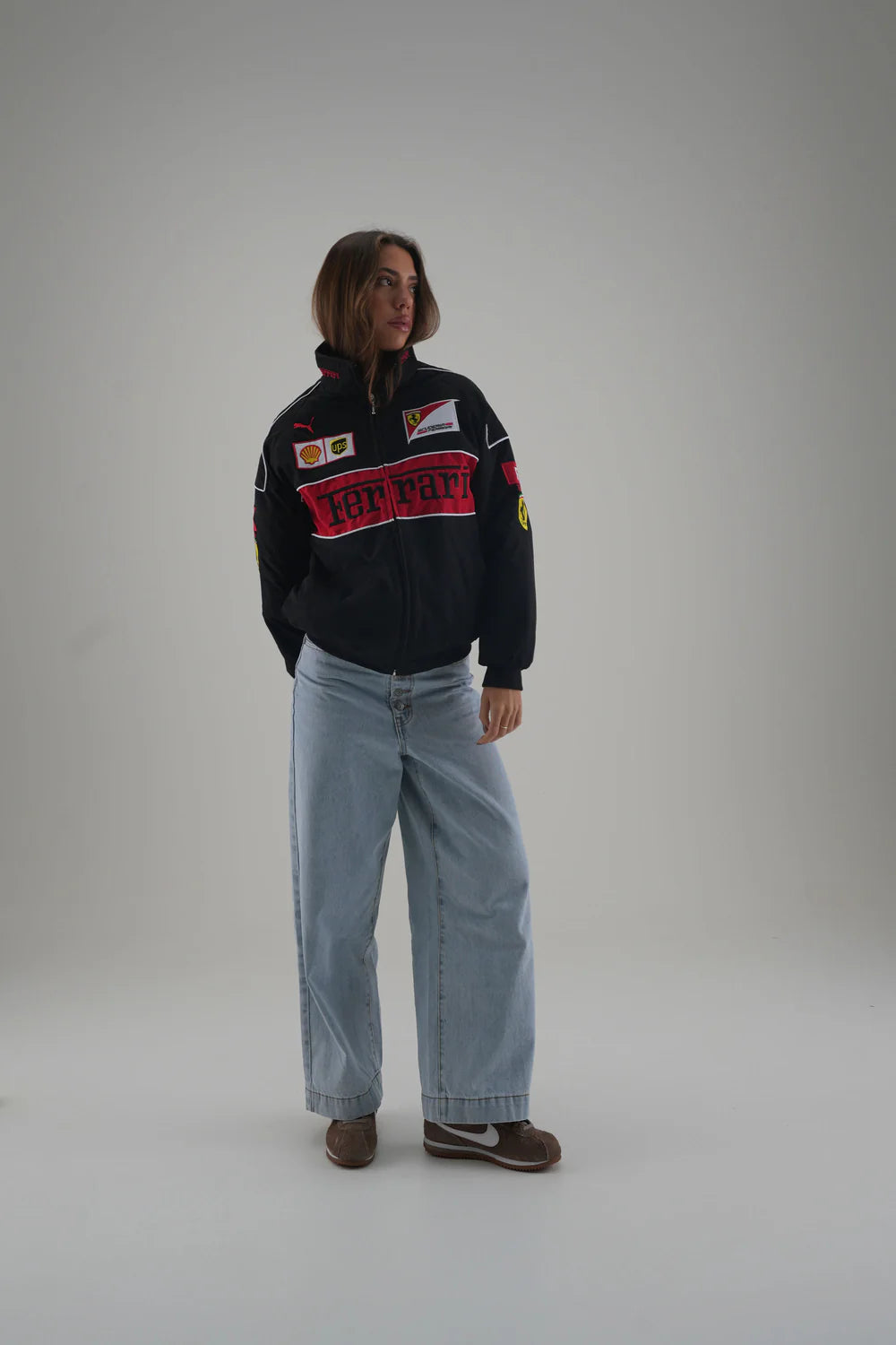 Ferrari F1 Vintage Racing Ceket - Siyah