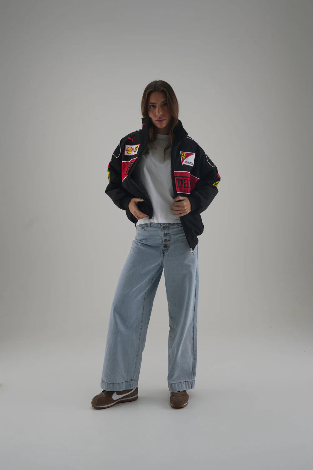 Ferrari F1 Vintage Racing Ceket - Siyah
