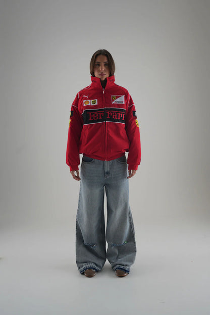 Ferrari F1 Vintage Racing Ceket - Kırmızı