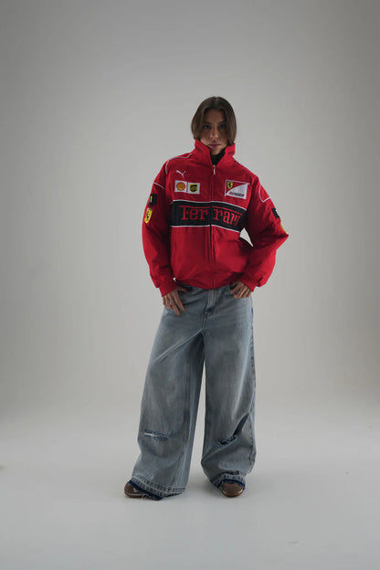 Ferrari F1 Vintage Racing Ceket - Kırmızı