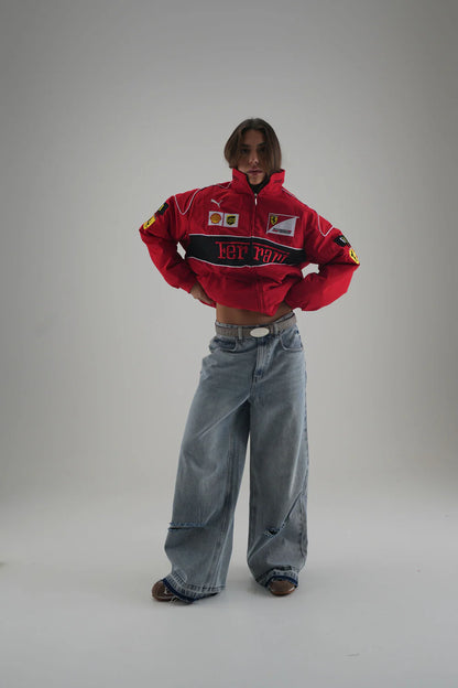 Ferrari F1 Vintage Racing Ceket - Kırmızı