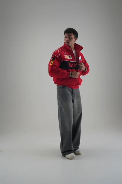 Ferrari F1 Vintage Racing Ceket - Kırmızı