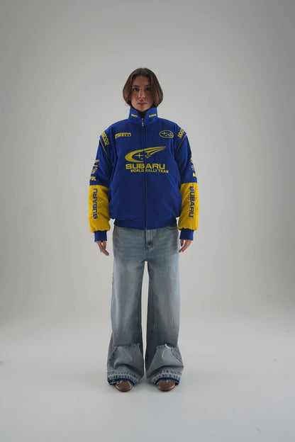 Subaru Rally Vintage Racing Ceket - Mavi